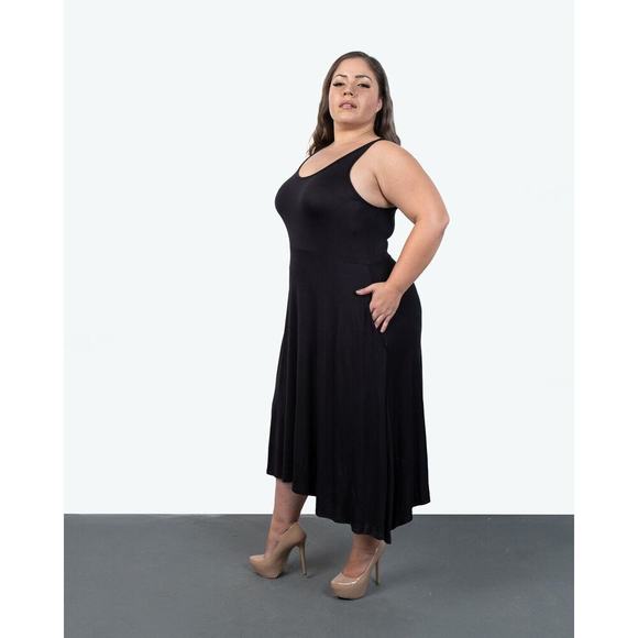 A-Line Sleeveless Midi Dress With Pockets Size 2XL Womans Black NWOT. - Picture 1 of 3